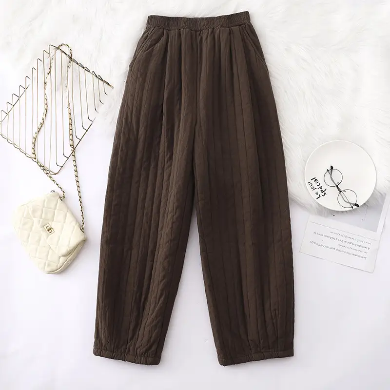 All-match Quilted Casual Pants Cotton Sunken Stripe