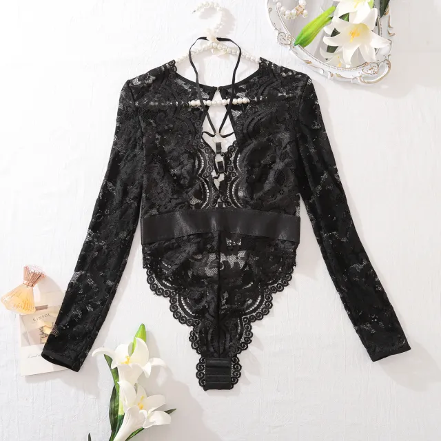 Fashion Special interest Mesh Transparent Backless Hollow Comfort Jumpsuit Transparent - Shop at LoveMi