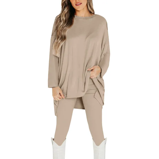 Fresh Sweet Women's Knitted Fashion Casual Polyester Suit Khaki - Shop at LoveMi