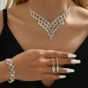 Diamond-shaped Jewelry Necklace Bracelet Earrings For Women view 1