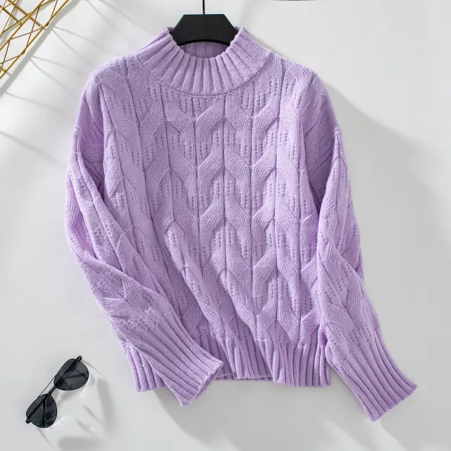 Women's Loose Twisted Pullover Purple - Shop at LoveMi