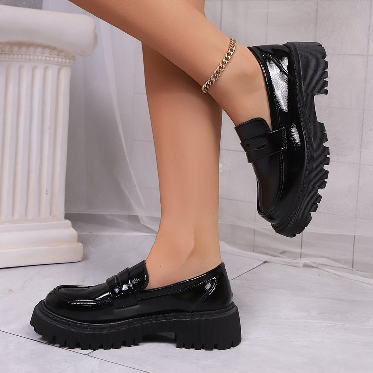 Pantofi casual de damă din piele naturală cu tălpi groase