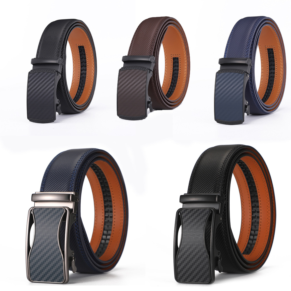 Mens Second-layer Leather Belt With Automatic Buckle
