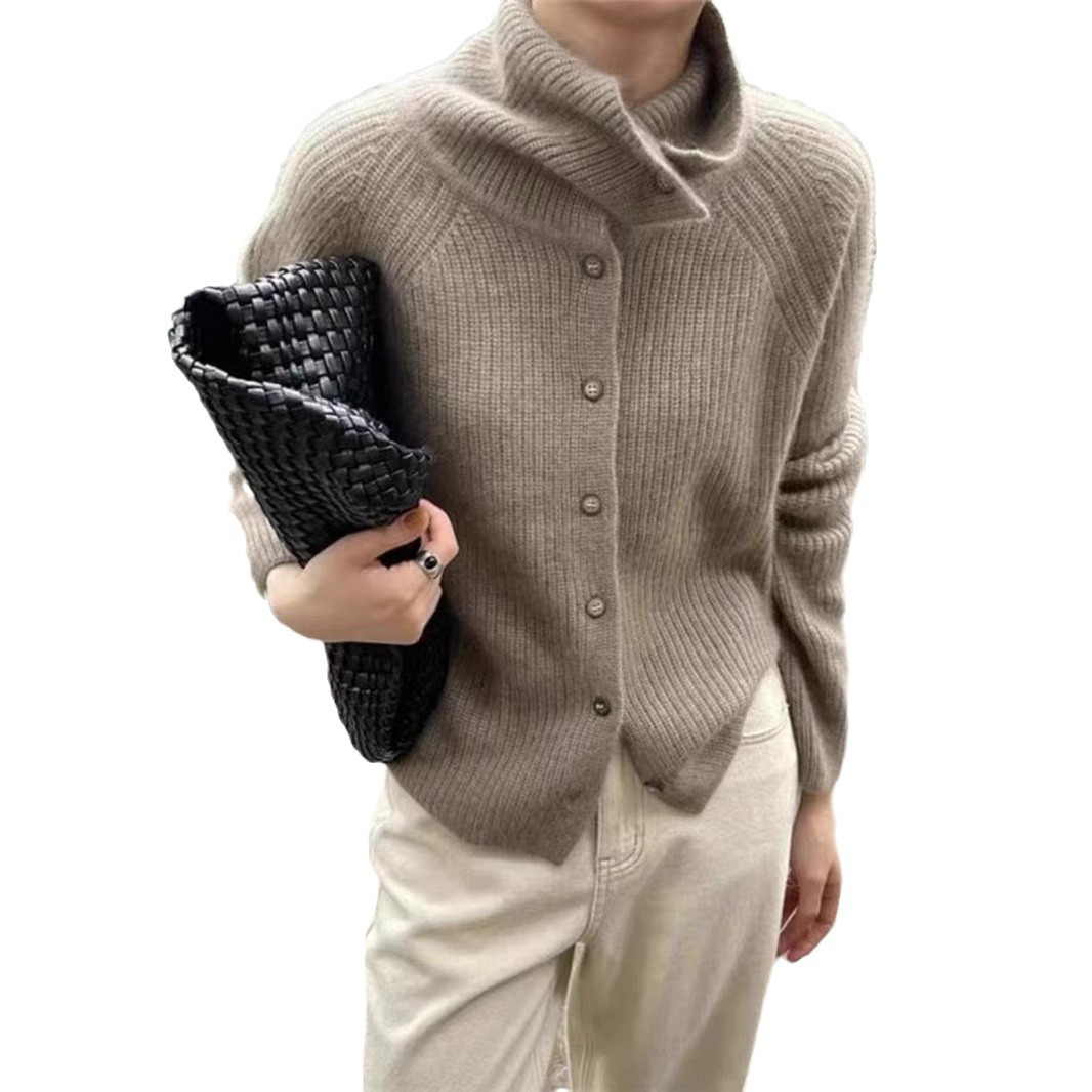 Pure Wool Sweater Women's Thickened Knitting Coat Autumn And Winter