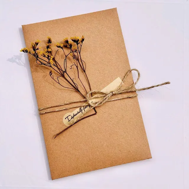 Starry Sky Dried Flower Handwritten Thank You Greeting Card Large Yellow Crystal Grass - Shop at LoveMi
