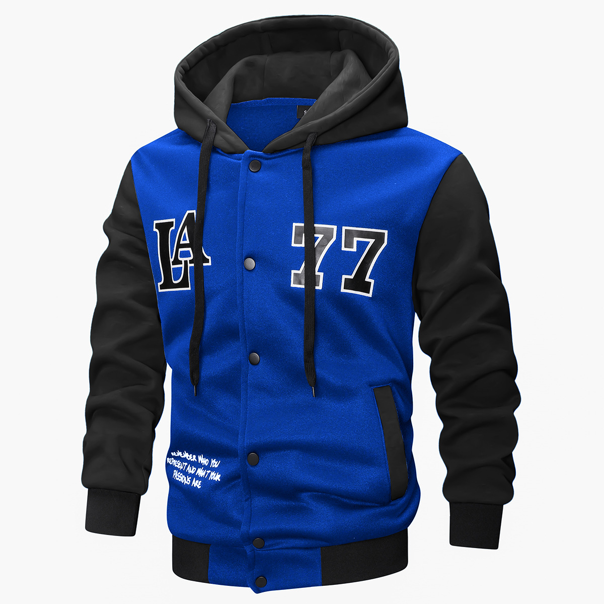 Mens Knitted Hooded Jacket With Embroidery And Print