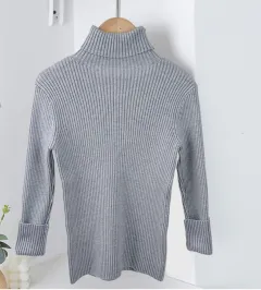 AutumnWinter Girls' Turtleneck Knitted Sweater - Grey - View 1