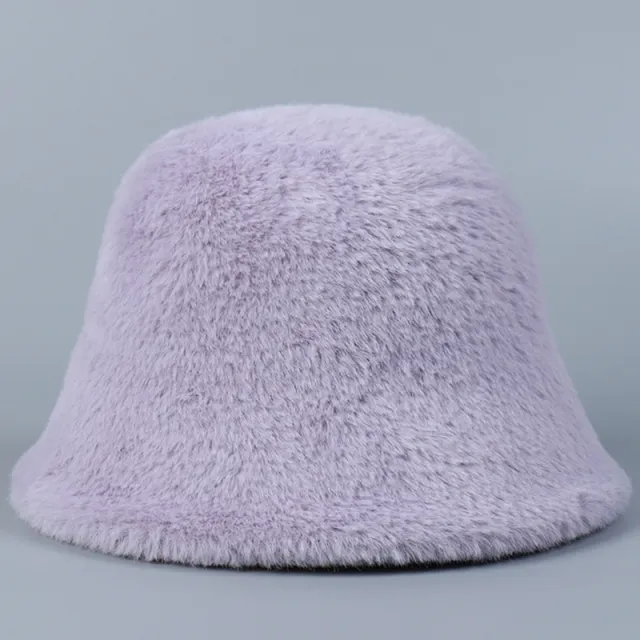 Imitation Mink Bucket Hat Women's Winter Warm And Small Face Violet M - Shop at LoveMi