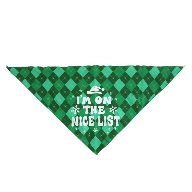 Pet Christmas Triangular Binder Dog Saliva Towel Green Plaid - Shop at LoveMi