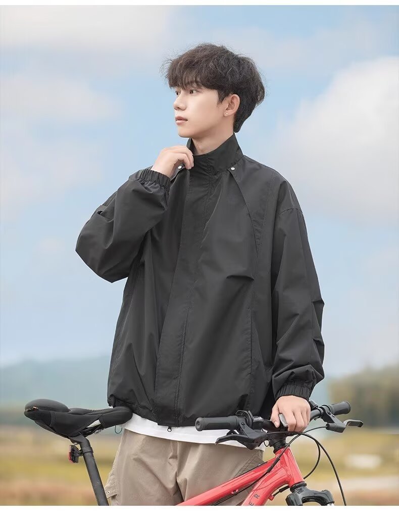 Windproof Waterproof Loose-Fit Men’s Shell Jacket, Retro Style Windproof Waterproof Loose-Fit Men’s Shell Jacket, Retro Style