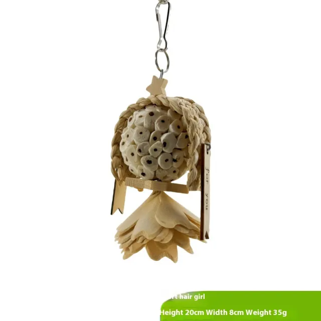 Parrot Natural Ricepaperplant Pith Ball Safety Plant Gnawing Molar Toy Short Hair Girl - Shop at LoveMi