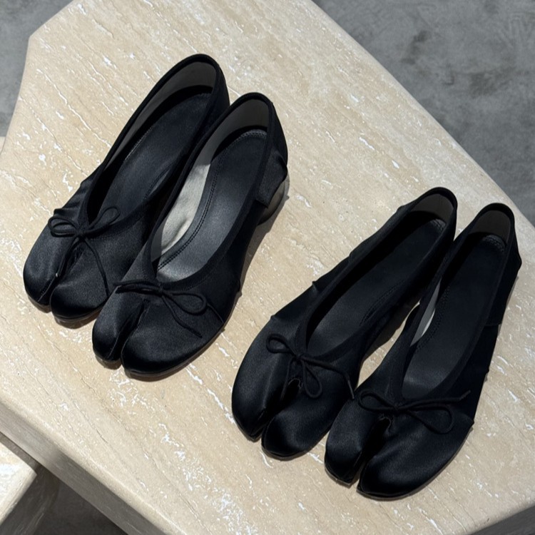 Versatile Low-cut Satin Chunky-heel Pigs Trotter Shoes