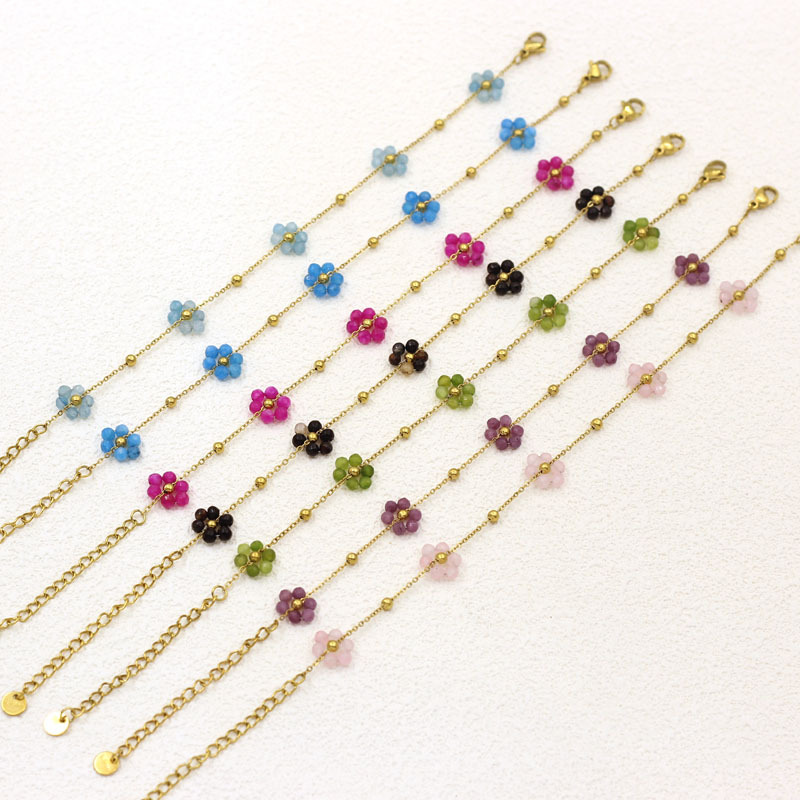 Stainless Steel Natural Stone Bead Gemstone Bracelet For Women