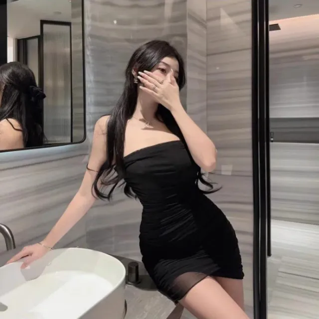 Summer New Temperament Mesh Tube Top Hip Skirt For Women Black - Shop at LoveMi