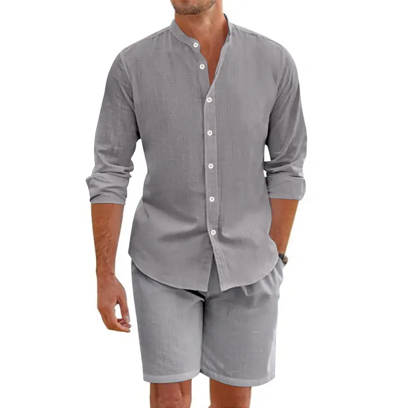 Summer Short Shirt Suit Fashion Lapel Button