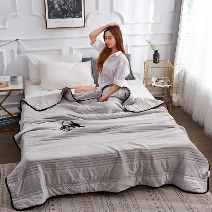Solid-color Summer Quilt Cool-touch Ice Silk Plain