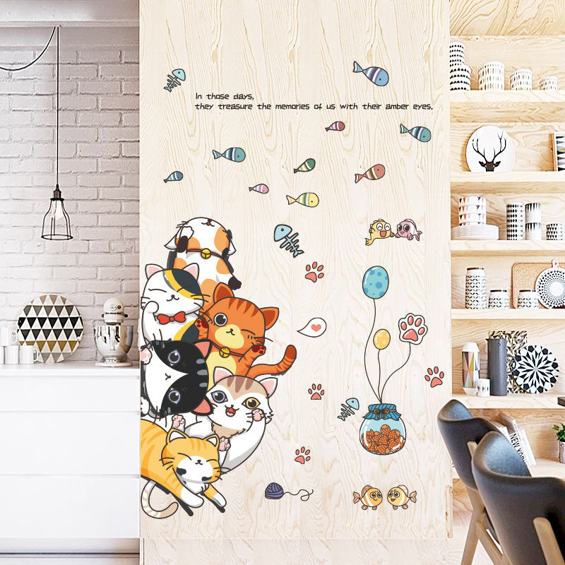 Cat Jiaraohan Children’s Room Bedroom Decorative Door Sticker