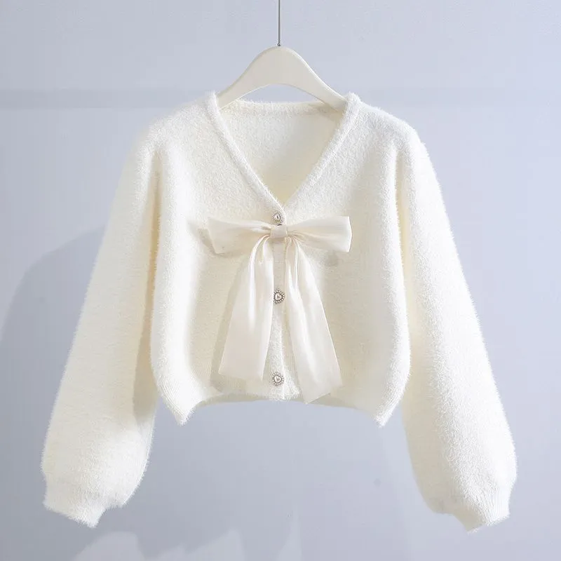 Short Artificial Mink Fur Sweater Coat - Beige