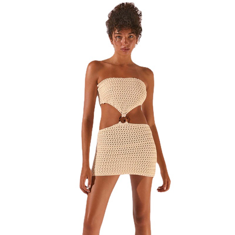 Women's Fashionable Knitted Dress Tube Top Short Skirt