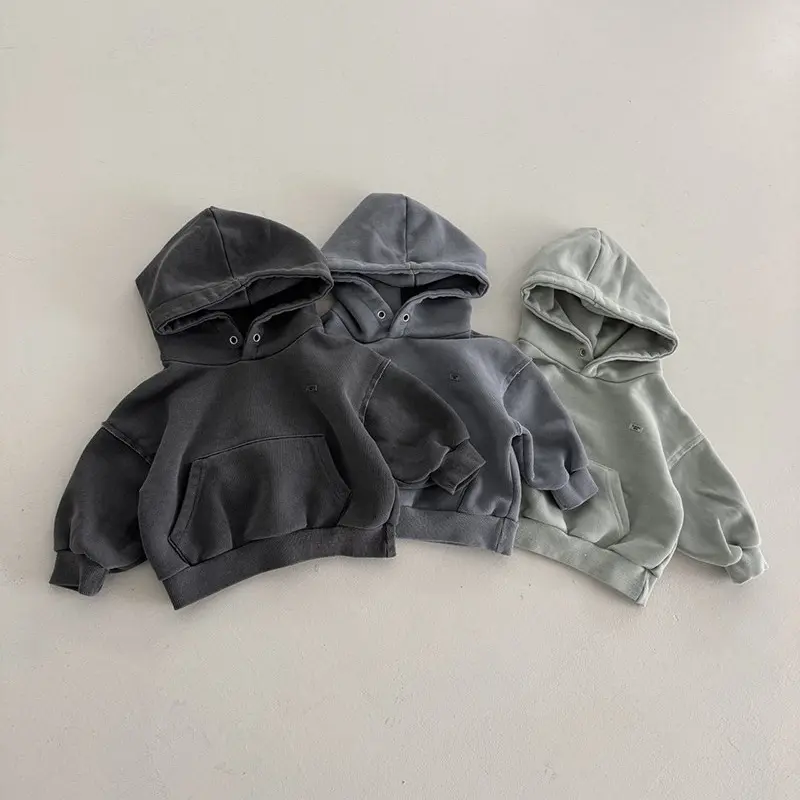 Boys Solid-Colored Hoodie Childrens Versatile Long-Sleeve Sports