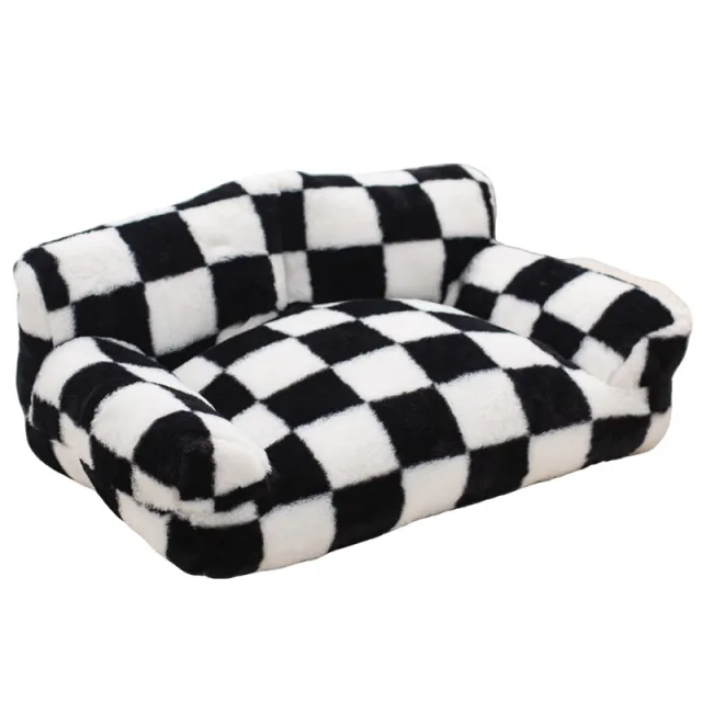 Cat Nest Large Pet Rabbit Plush Kennel Black And White Plaid - Shop at LoveMi