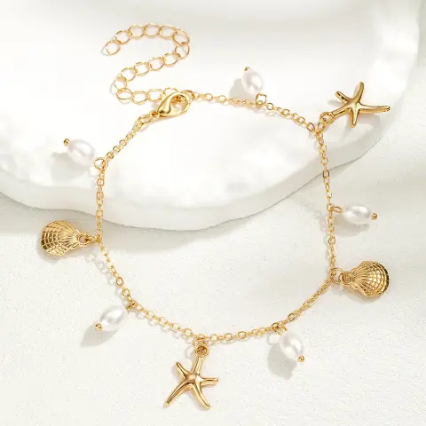Adjustable Alloy Starfish Pendant Anklet for Women