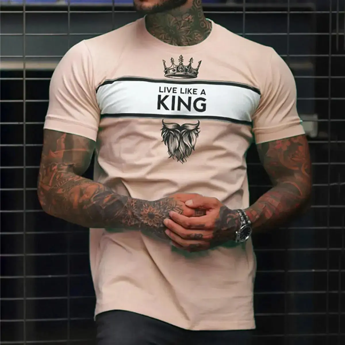 Men's Casual 3D Digital Printed Round Neck