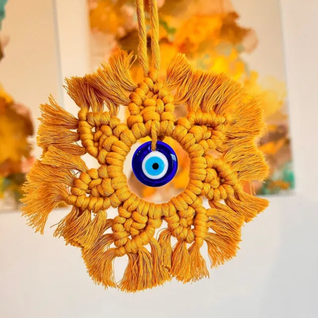 Bohemian Style Hand woven Pendant Colorful Cotton Thread Blue Wall Eye Charm Orange - Shop at LoveMi