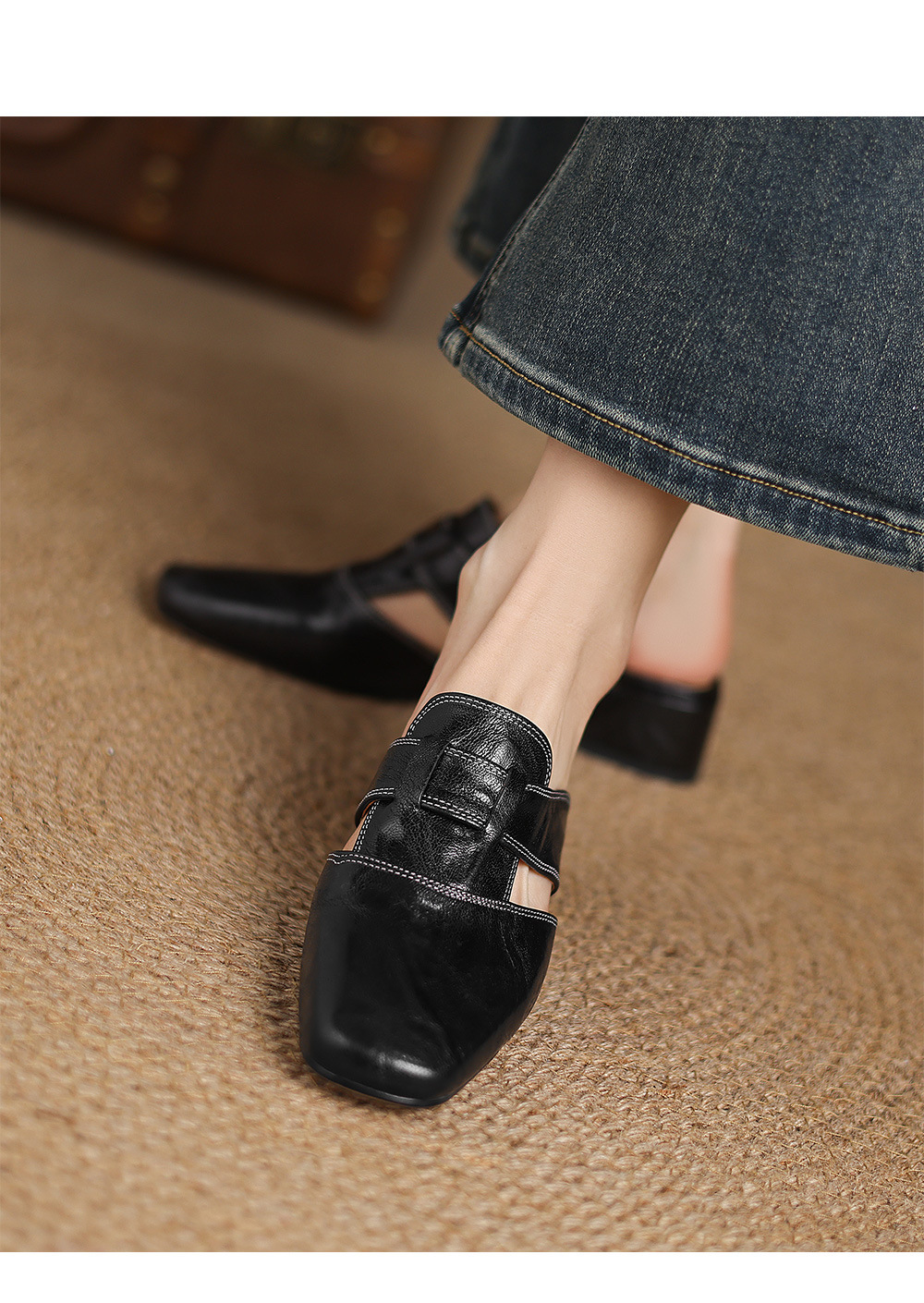 Retro Closed Toe Half Slippers