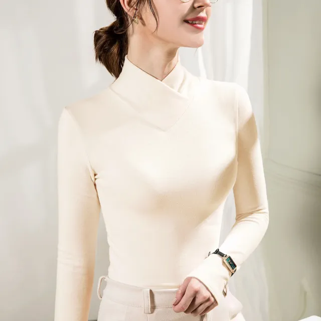 Undershirt Women's Inner Western Style Small Shirt Double sided With Velvet Top Apricot Dralon - Shop at LoveMi