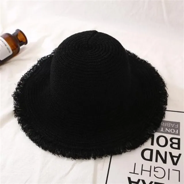 Large Brim Breathable Straw Hat Summer Sunshade Black - Shop at LoveMi