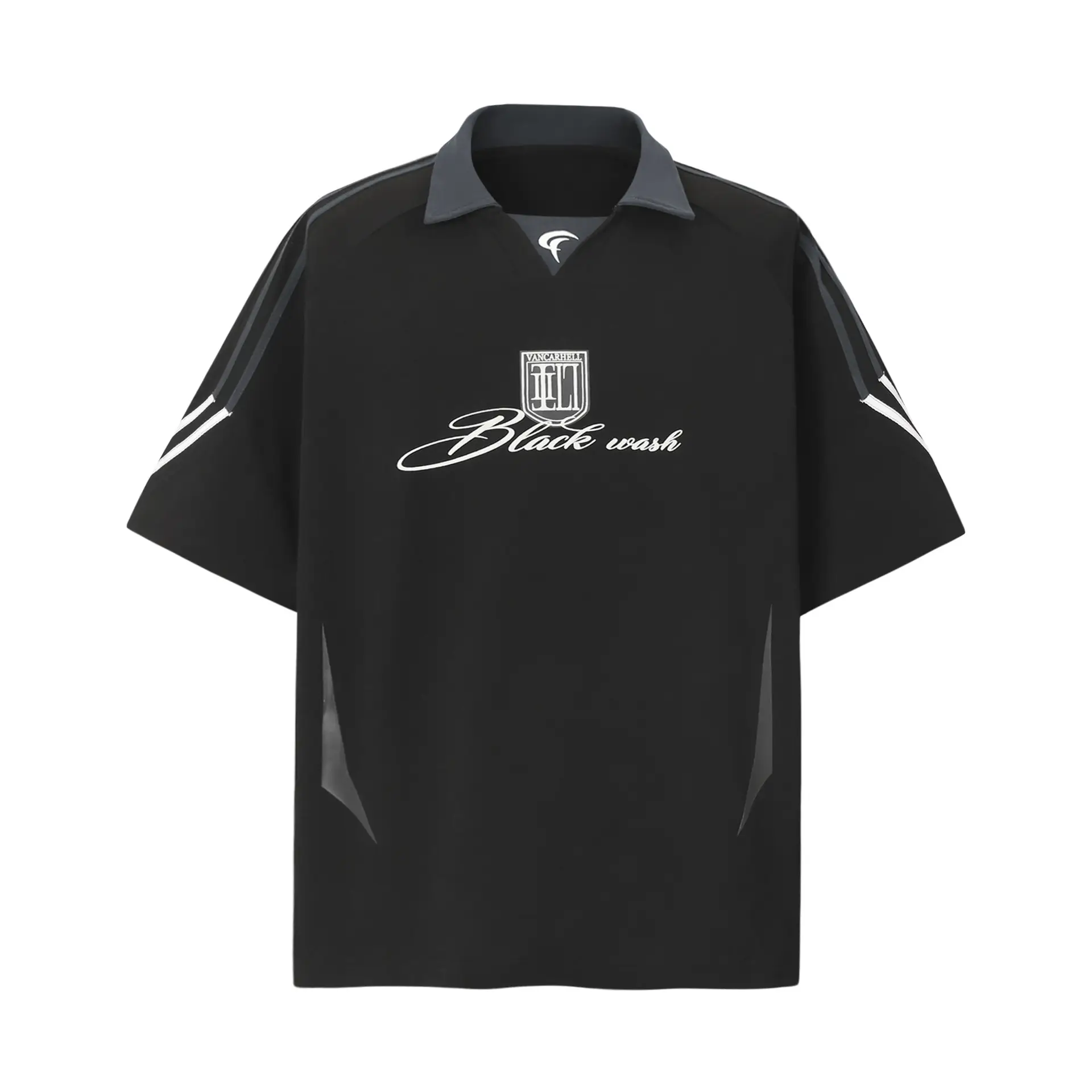 Lapel Sweatshirt Locomotive Style V-neck Patchwork Short-sleeved T-shirt For Men And Women
