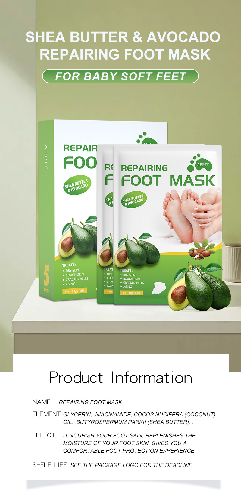 Title 7, Niacinamide Shea Butter Rejuvenating Foot Mask