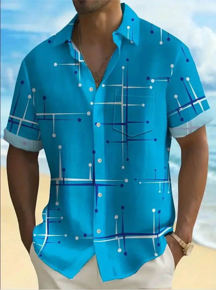 Fashion Printed Shirt Men's Clothing Print Lapel