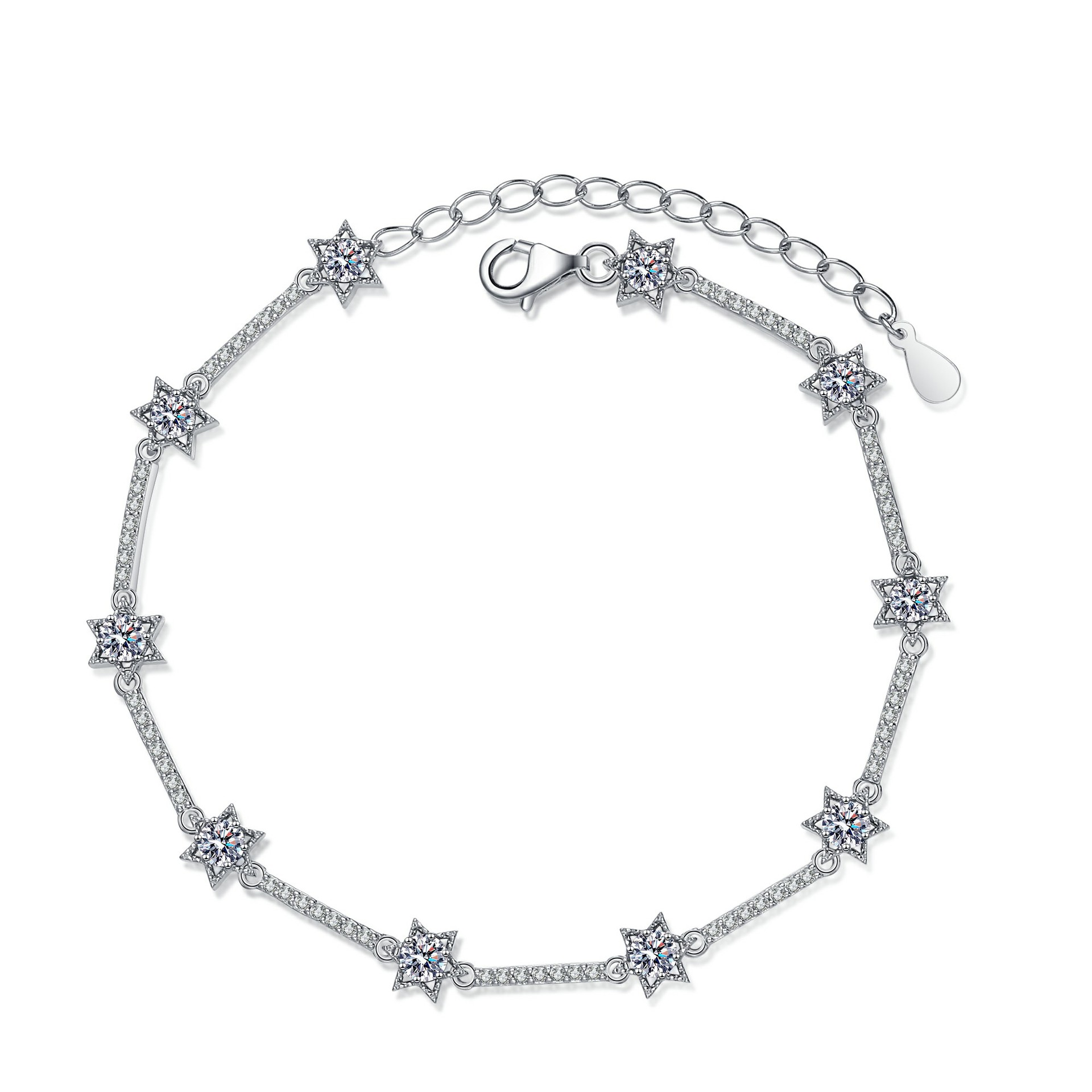Women's Fashion Micro Inlay Ten Diamond Six-pointed Star Bracelet