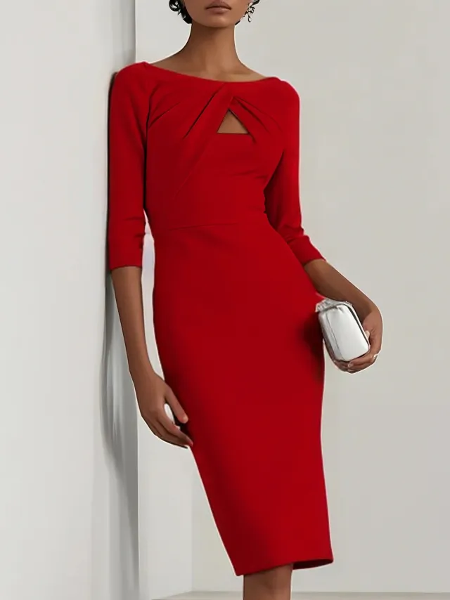 Autumn Elegant Slimming Party Dress For Women Red - Shop at LoveMi
