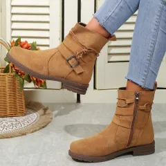 Women's Fashion Casual Retro Martin Boots - Brown - View 1