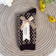 Double-Needle Dual-Channel Sweat-Absorbing Breathable Wireless Top Preppy-Style Mid-Calf Women's Socks - W2215 Geometry - View 1