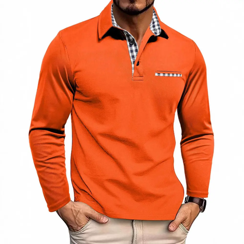 New Long-sleeved Men's T-shirt POLO Collar Casual Top