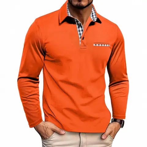 New Long-sleeved Men's T-shirt POLO Collar Casual Top