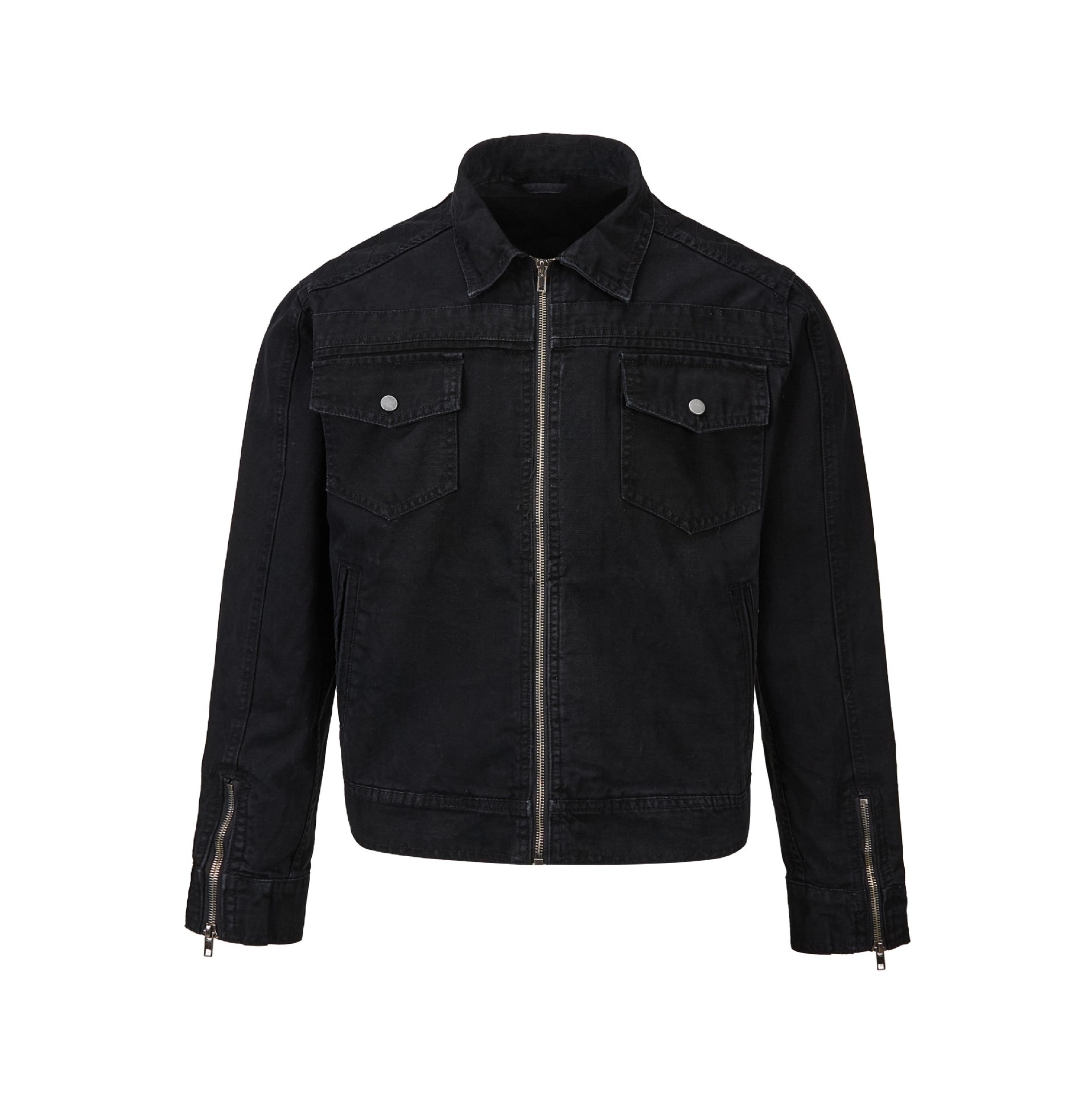 Retro Short Zip-up Washed Workwear Jacket