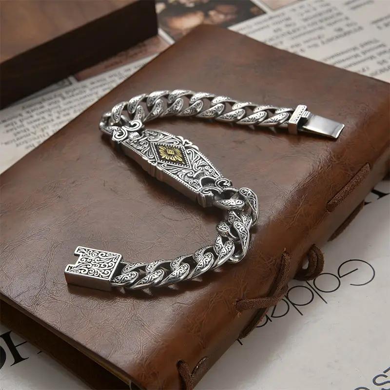 New Men's Baidu Power Style Personalized Retro Hip Hop Bracelet