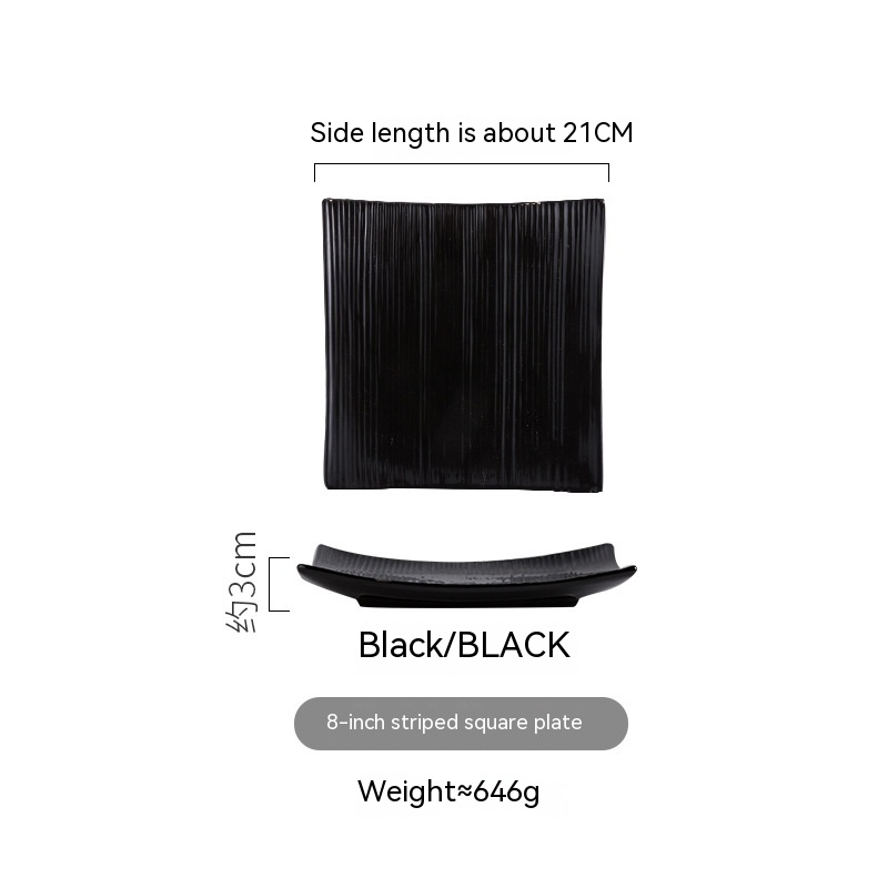 Striped Square Plate Black