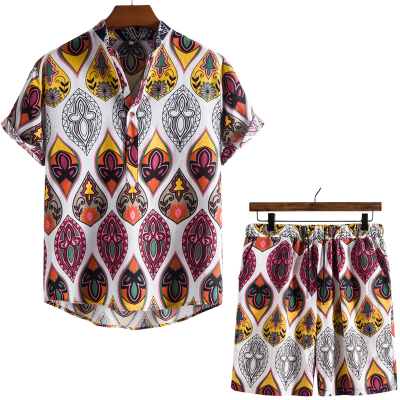 Title 2, Nieuwe heren linnen short sleeve shirt pak in C...