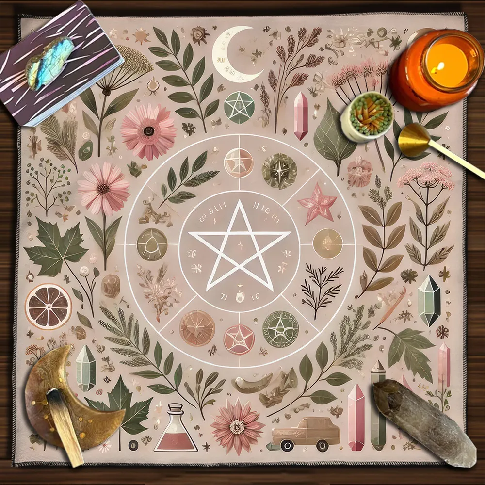 Geometric Tarot Moon Sun Velvet Tablecloth - Tlb928