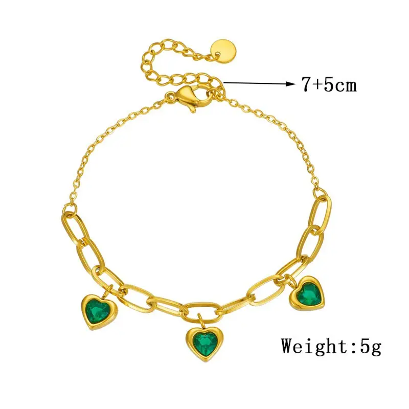 Vintage Gold Plated Love Pendant Titanium Steel Chain Bracelet