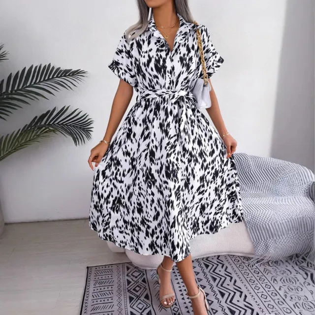 V neck Bohemian Long Short sleeve Dress White - Shop at LoveMi
