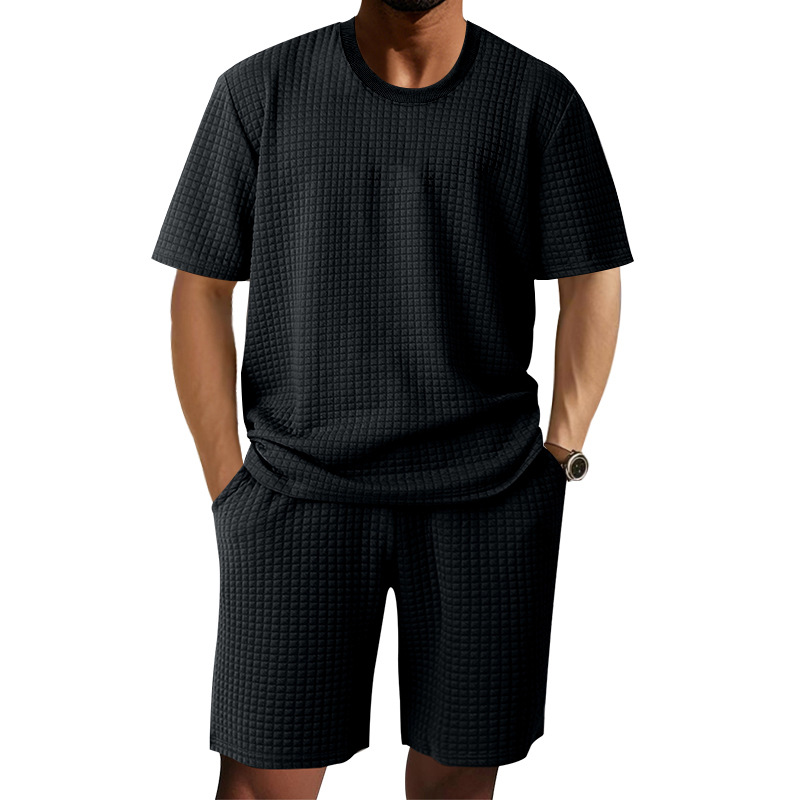 Mens Casual Retro Crew-Neck Short-Sleeve Set - Image 4