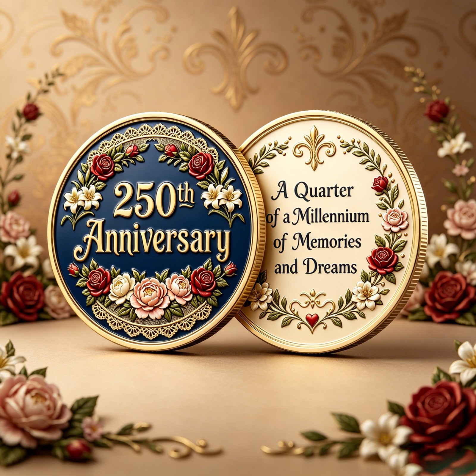 Retro Rose Double-Sided Relief Metal Commemorative Coin