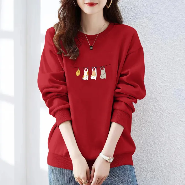 Womens FallWinter Designer Crewneck Sweatshirt For A Stylish Warm Look Red - Shop at LoveMi